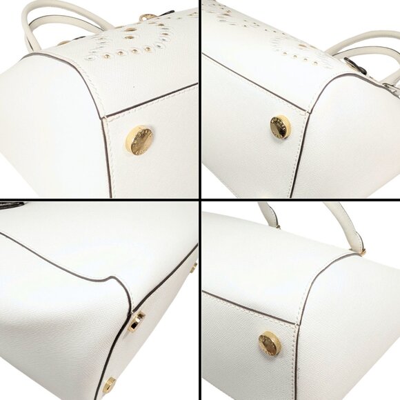 Michael Kors Ciara White Studded Saffiano Leather Convertible Satchel Crossbody - Picture 6 of 10